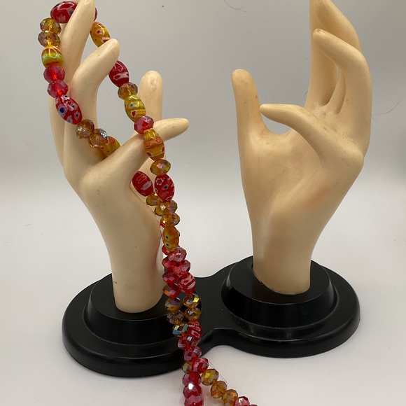 “VINTAGE” Glass Faucted Millefiori Beaded Necklace. - Picture 1 of 12